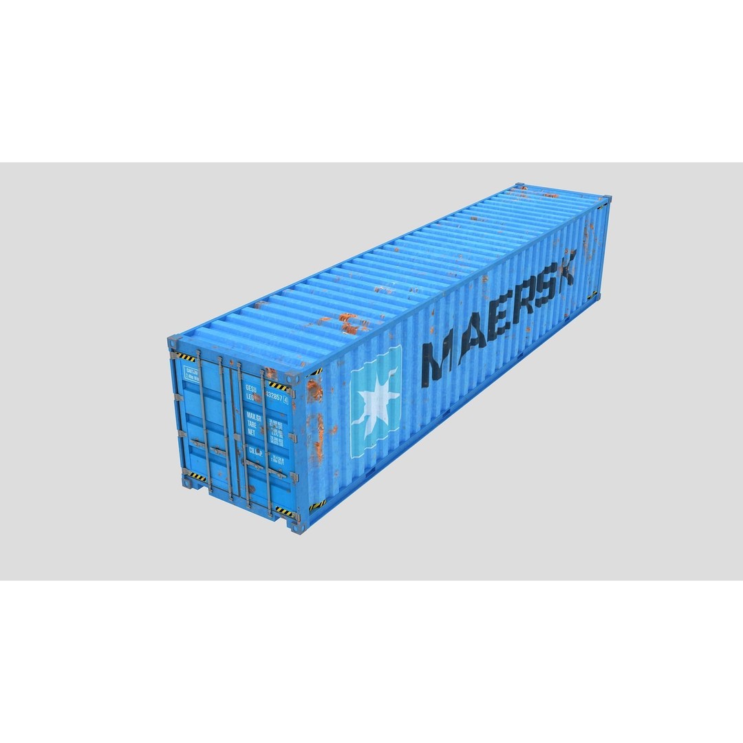 Cargo Shipping Container 3D Model – Low Poly Game Asset, FBX, OBJ - View 11