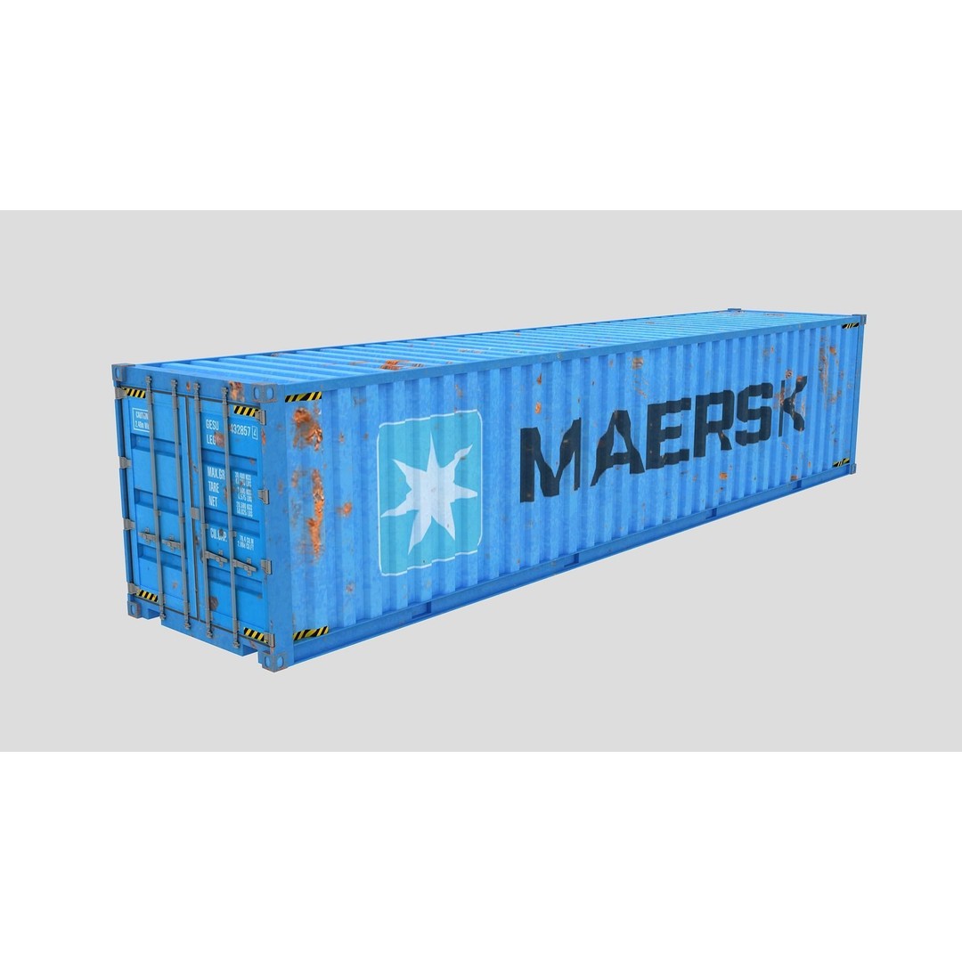 Cargo Shipping Container 3D Model – Low Poly Game Asset, FBX, OBJ - View 12