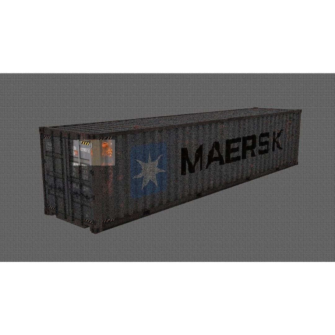 Cargo Shipping Container 3D Model – Low Poly Game Asset, FBX, OBJ - View 13