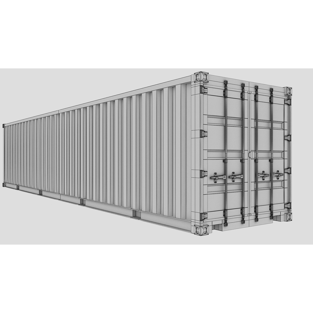 Cargo Shipping Container 3D Model – Low Poly Game Asset, FBX, OBJ - View 16