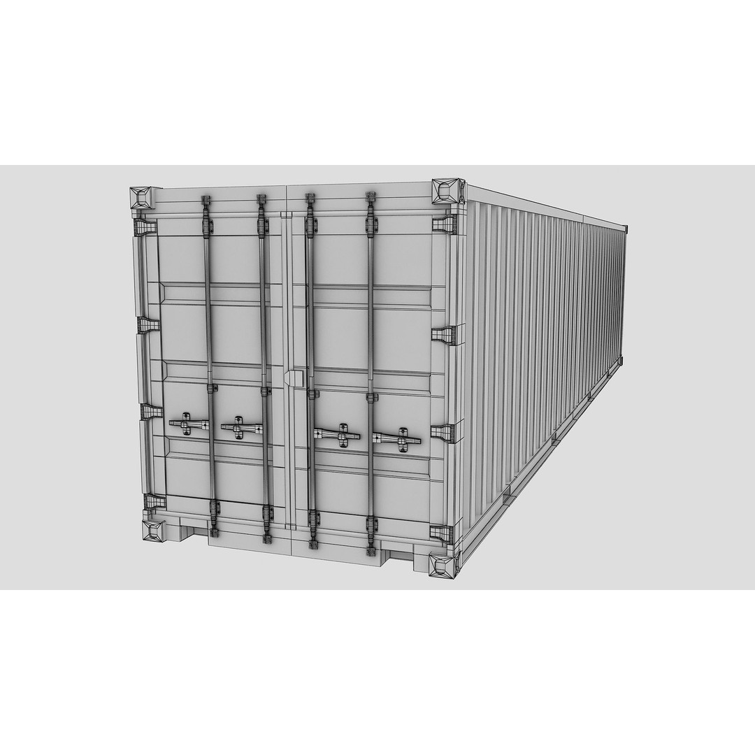Cargo Shipping Container 3D Model – Low Poly Game Asset, FBX, OBJ - View 18