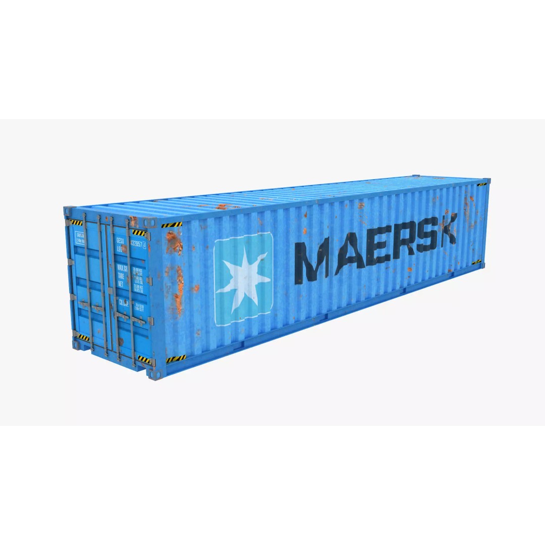 Cargo Shipping Container 3D Model – Low Poly Game Asset, FBX, OBJ - View 2