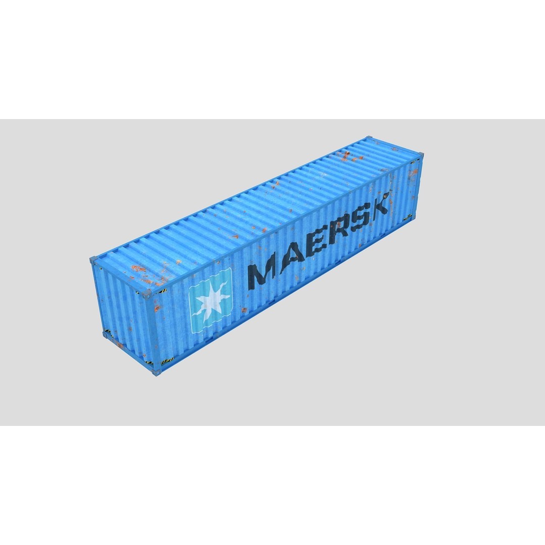 Cargo Shipping Container 3D Model – Low Poly Game Asset, FBX, OBJ - View 7