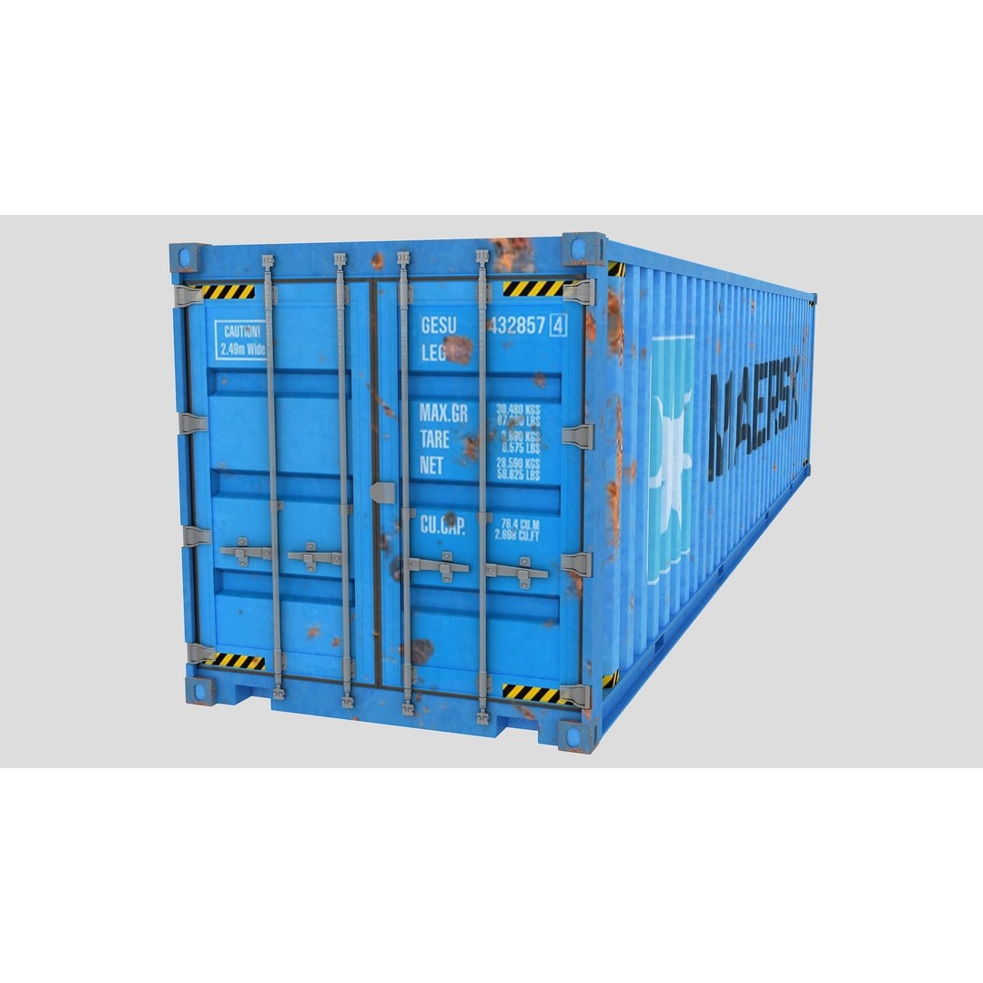 Cargo Shipping Container 3D Model – Low Poly Game Asset, FBX, OBJ - View 8