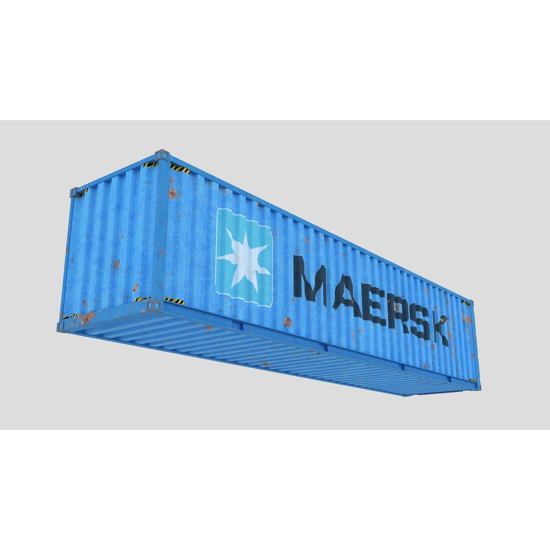 Cargo Shipping Container 3D Model – Low Poly Game Asset, FBX, OBJ - View 9