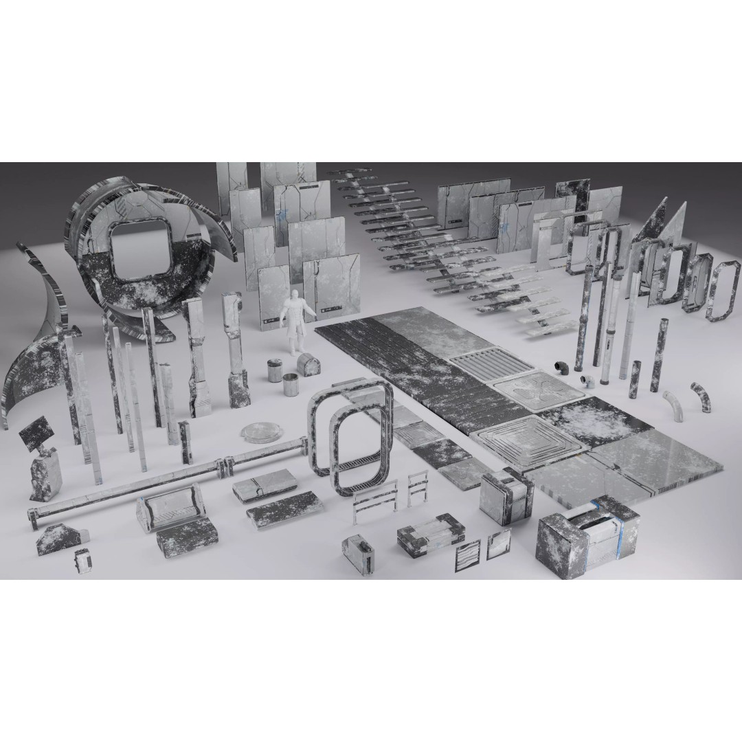 Modular Sci-Fi 3D Model – Low Poly Environment Kit, FBX - View 4