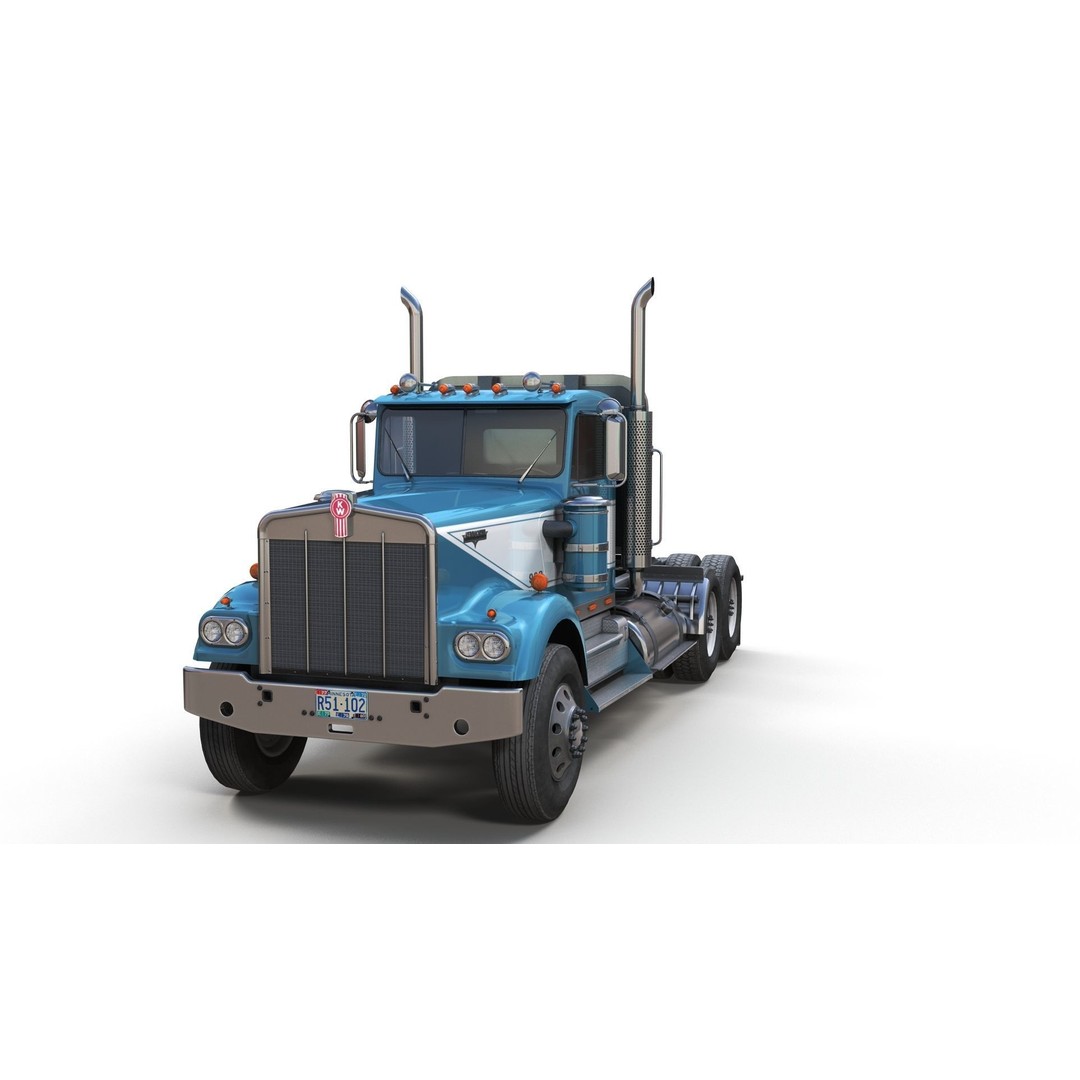 Kenworth W900A 3D Model – Low Poly Game Ready Truck with PBR Textures - View 10