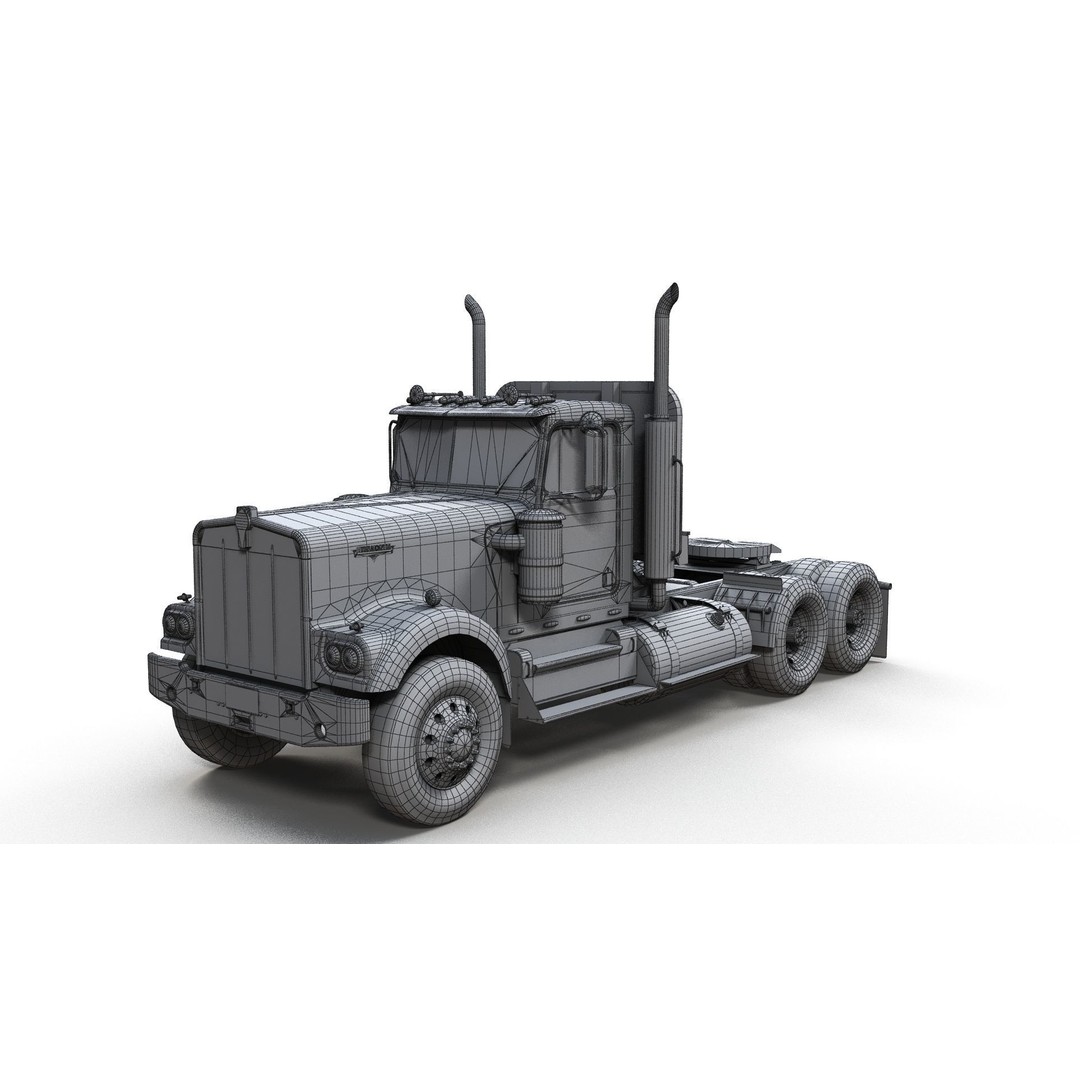 Kenworth W900A 3D Model – Low Poly Game Ready Truck with PBR Textures - View 11