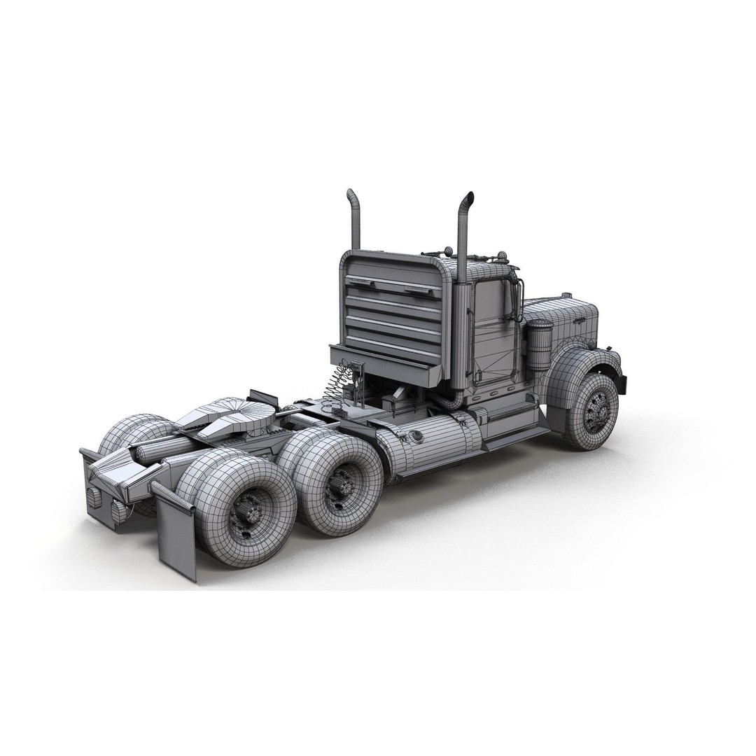 Kenworth W900A 3D Model – Low Poly Game Ready Truck with PBR Textures - View 12