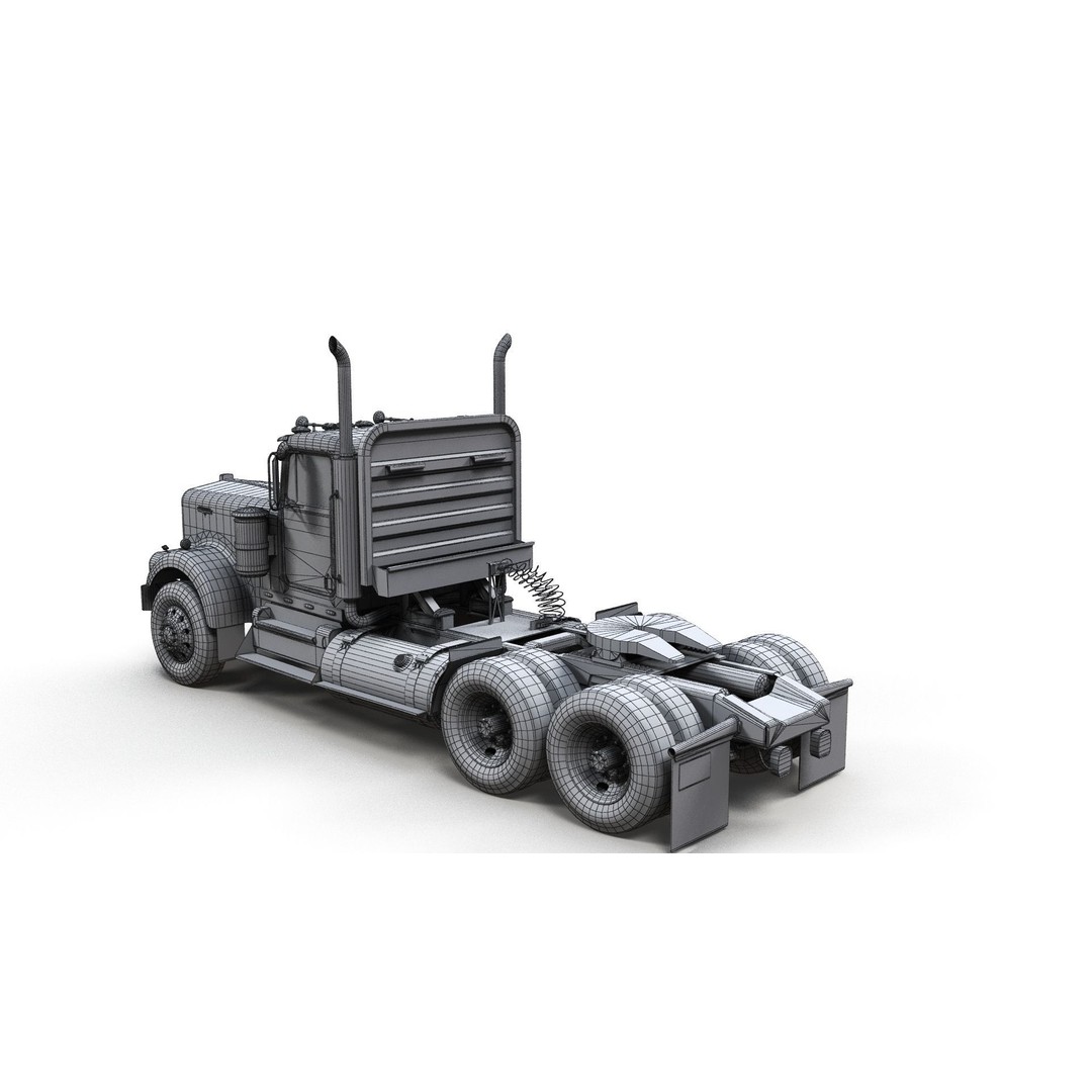 Kenworth W900A 3D Model – Low Poly Game Ready Truck with PBR Textures - View 14