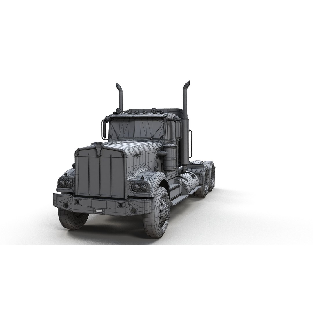 Kenworth W900A 3D Model – Low Poly Game Ready Truck with PBR Textures - View 19