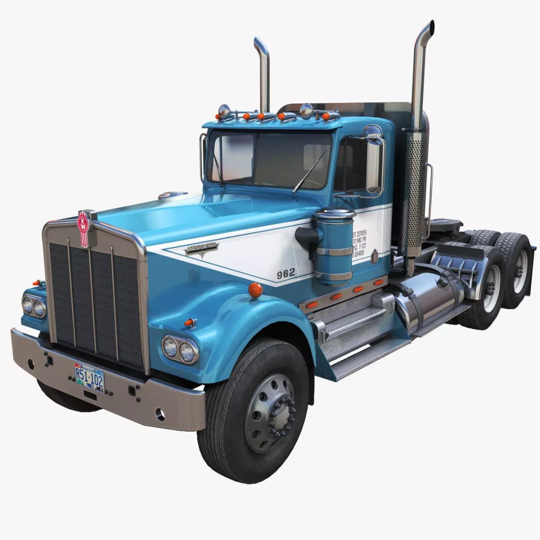 Kenworth W900A 3D Model – Low Poly Game Ready Truck with PBR Textures - View 2