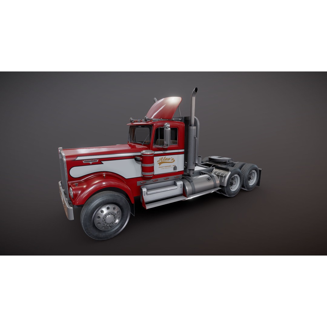 Kenworth W900A 3D Model – Low Poly Game Ready Truck with PBR Textures - View 20