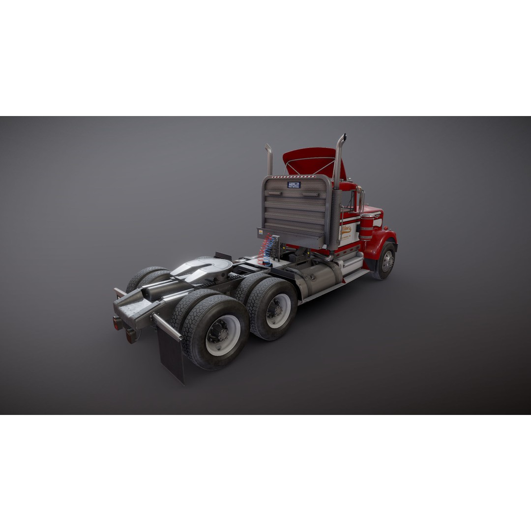 Kenworth W900A 3D Model – Low Poly Game Ready Truck with PBR Textures - View 21