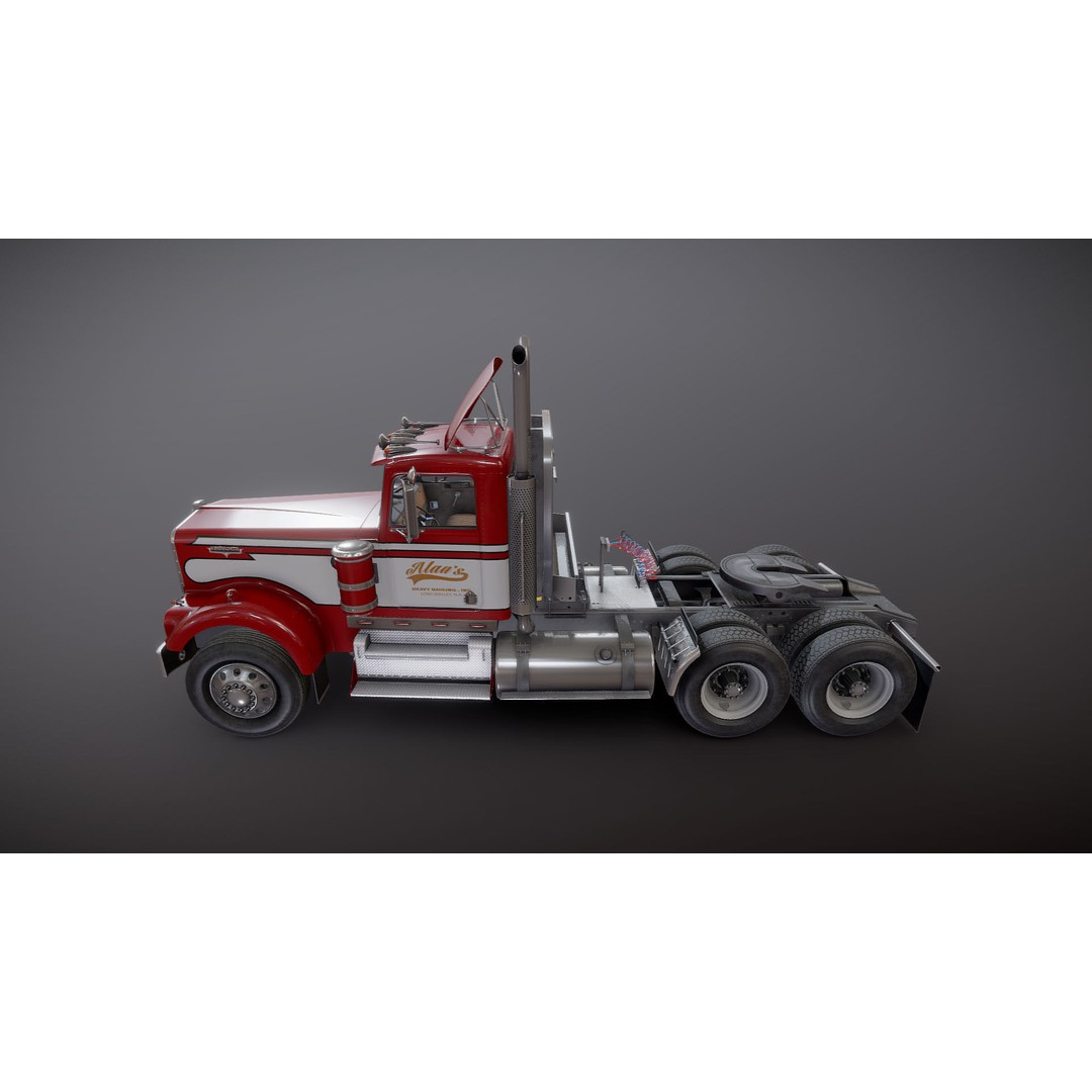 Kenworth W900A 3D Model – Low Poly Game Ready Truck with PBR Textures - View 22