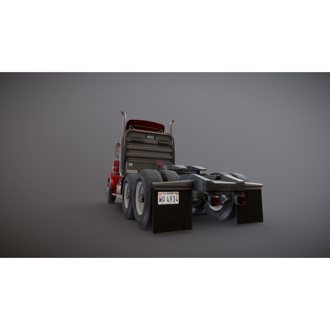 Kenworth W900A 3D Model – Low Poly Game Ready Truck with PBR Textures - View 23
