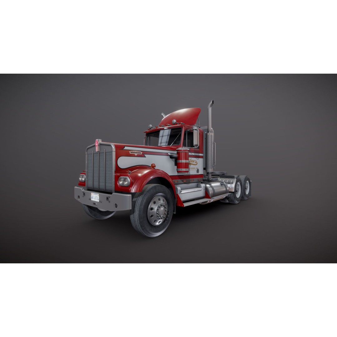 Kenworth W900A 3D Model – Low Poly Game Ready Truck with PBR Textures - View 24