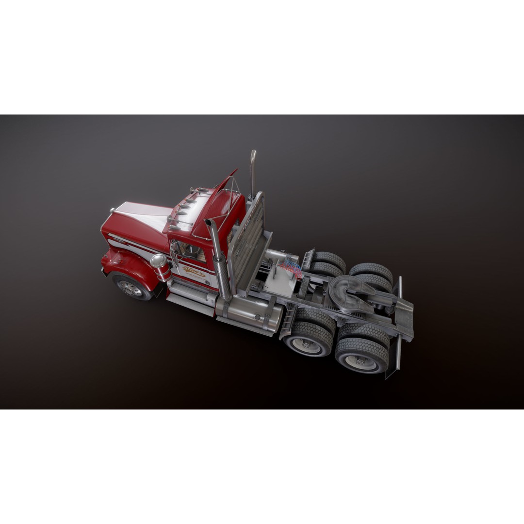 Kenworth W900A 3D Model – Low Poly Game Ready Truck with PBR Textures - View 25