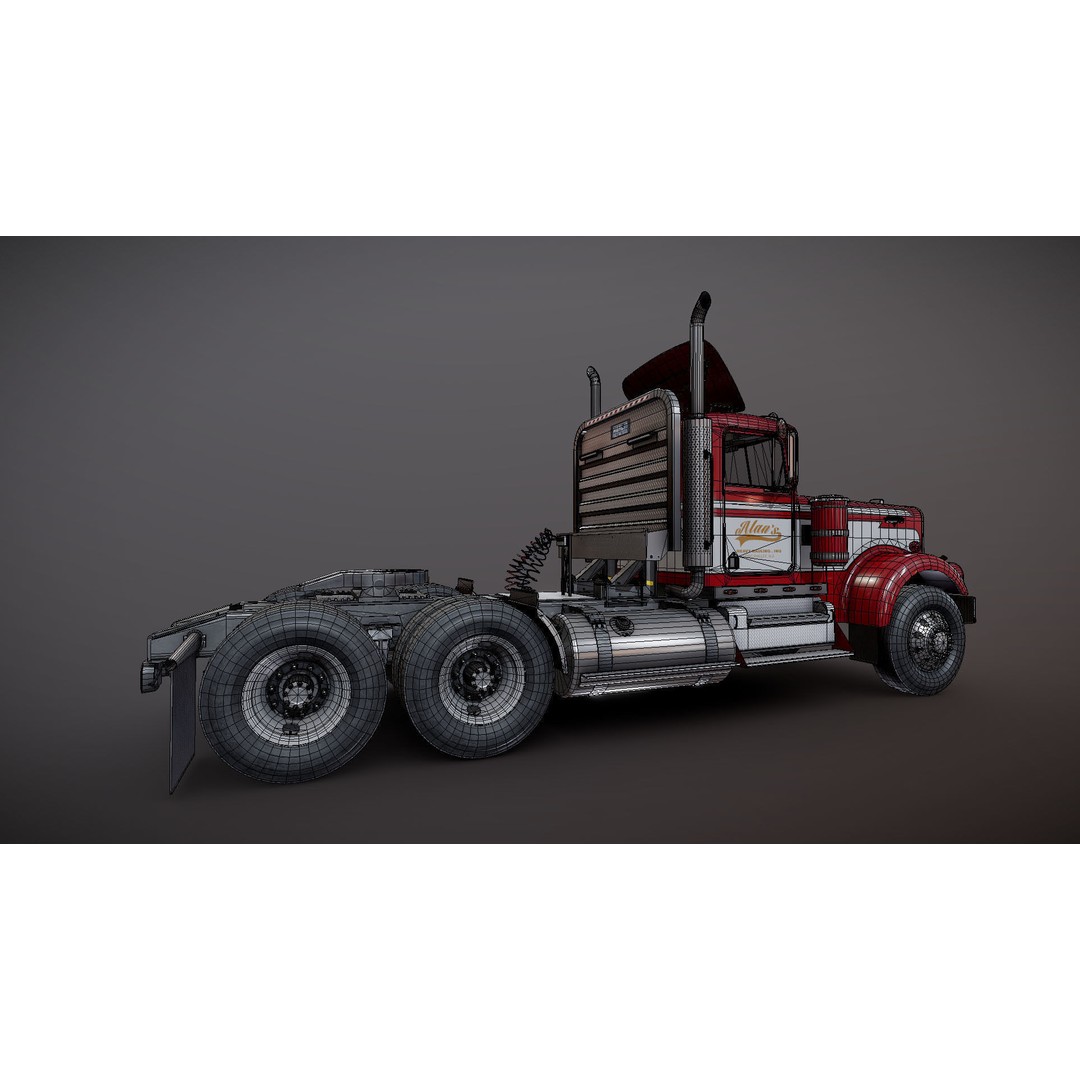 Kenworth W900A 3D Model – Low Poly Game Ready Truck with PBR Textures - View 30