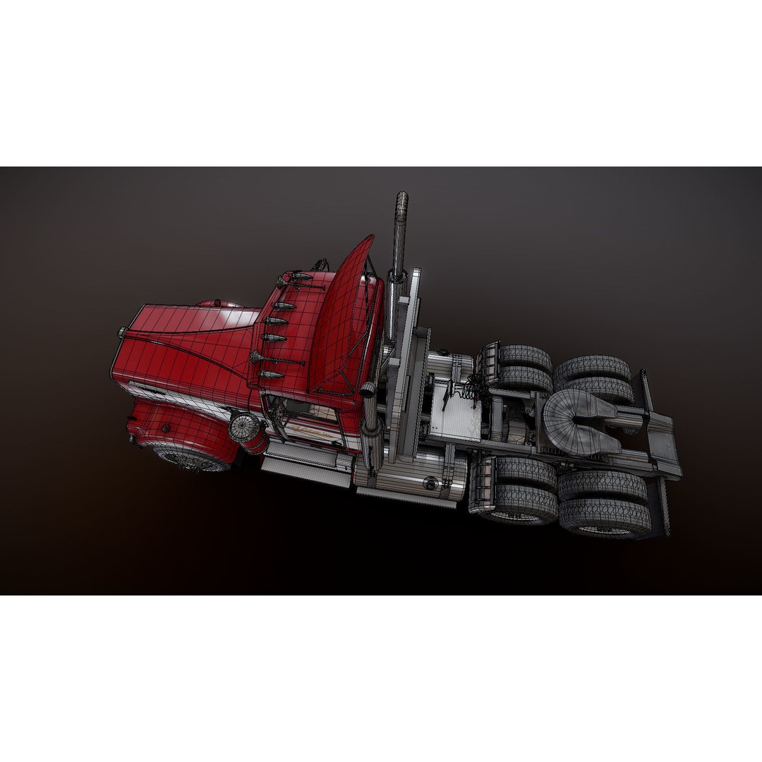 Kenworth W900A 3D Model – Low Poly Game Ready Truck with PBR Textures - View 33