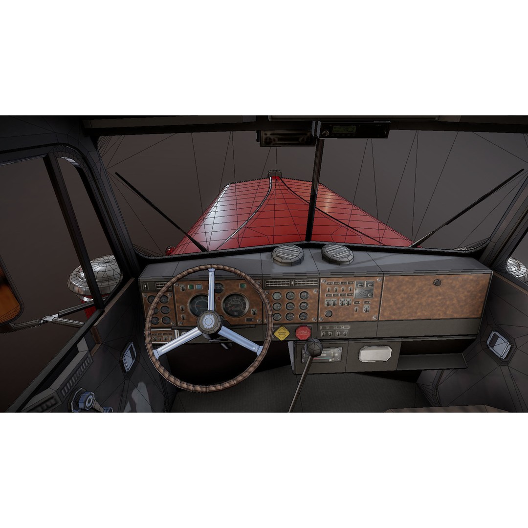 Kenworth W900A 3D Model – Low Poly Game Ready Truck with PBR Textures - View 34