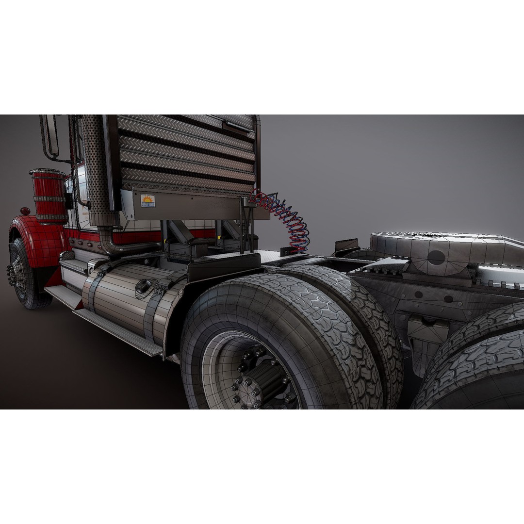 Kenworth W900A 3D Model – Low Poly Game Ready Truck with PBR Textures - View 35