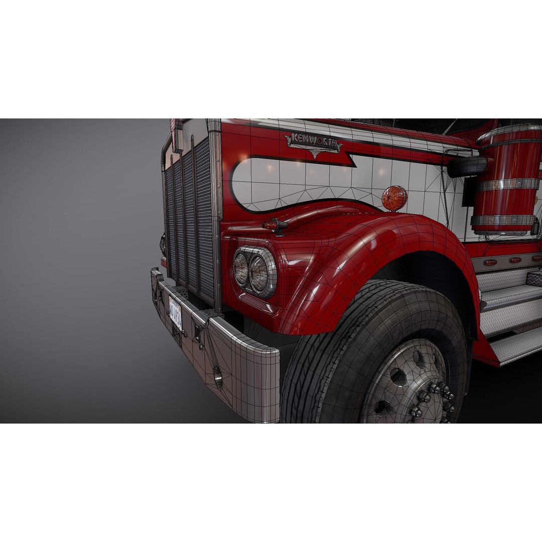 Kenworth W900A 3D Model – Low Poly Game Ready Truck with PBR Textures - View 36
