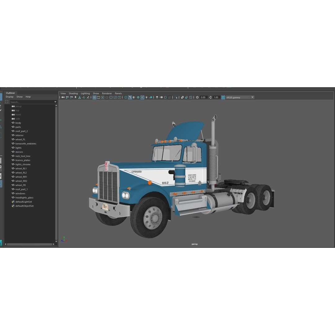 Kenworth W900A 3D Model – Low Poly Game Ready Truck with PBR Textures - View 44