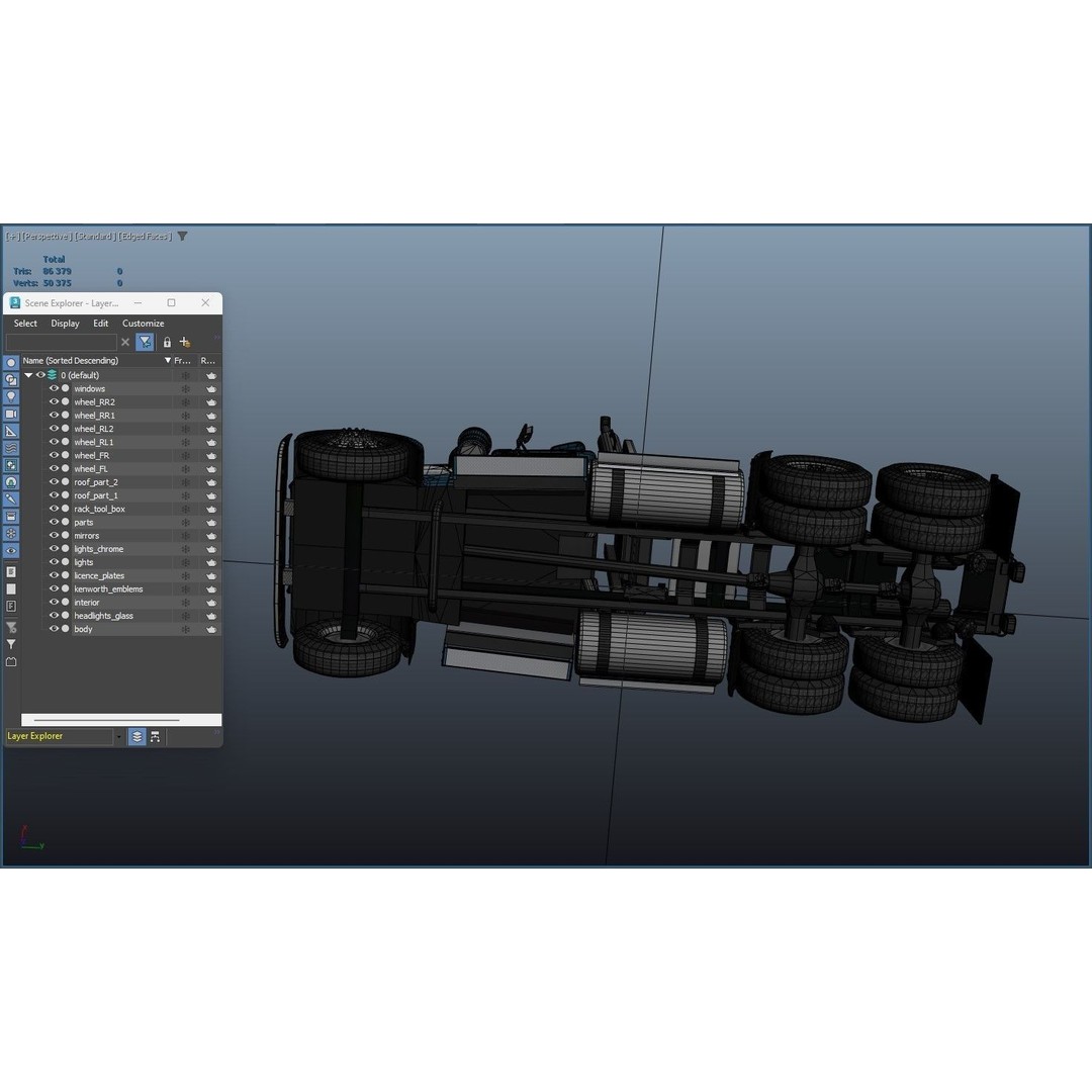 Kenworth W900A 3D Model – Low Poly Game Ready Truck with PBR Textures - View 45