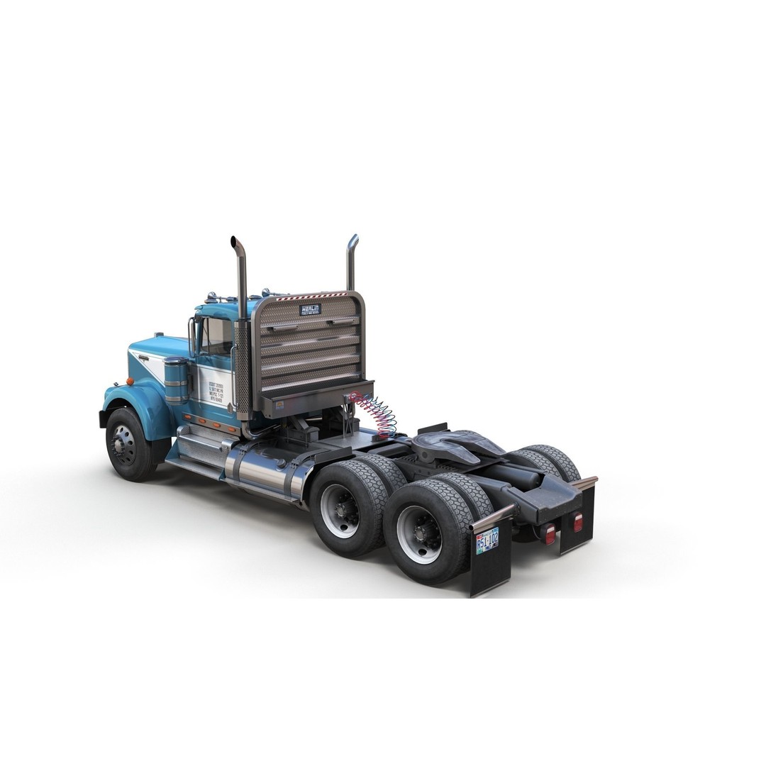 Kenworth W900A 3D Model – Low Poly Game Ready Truck with PBR Textures - View 6