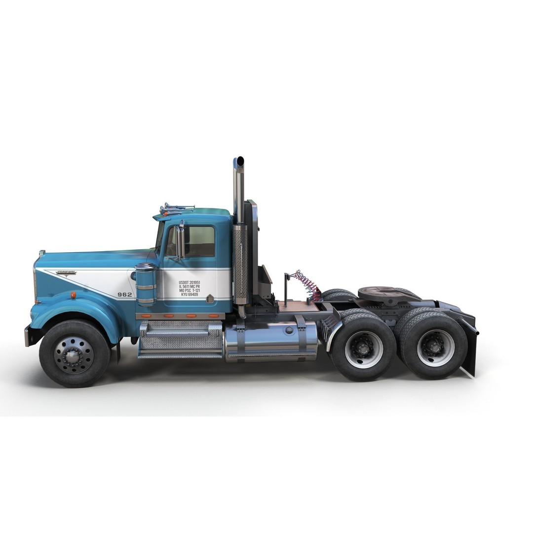 Kenworth W900A 3D Model – Low Poly Game Ready Truck with PBR Textures - View 7