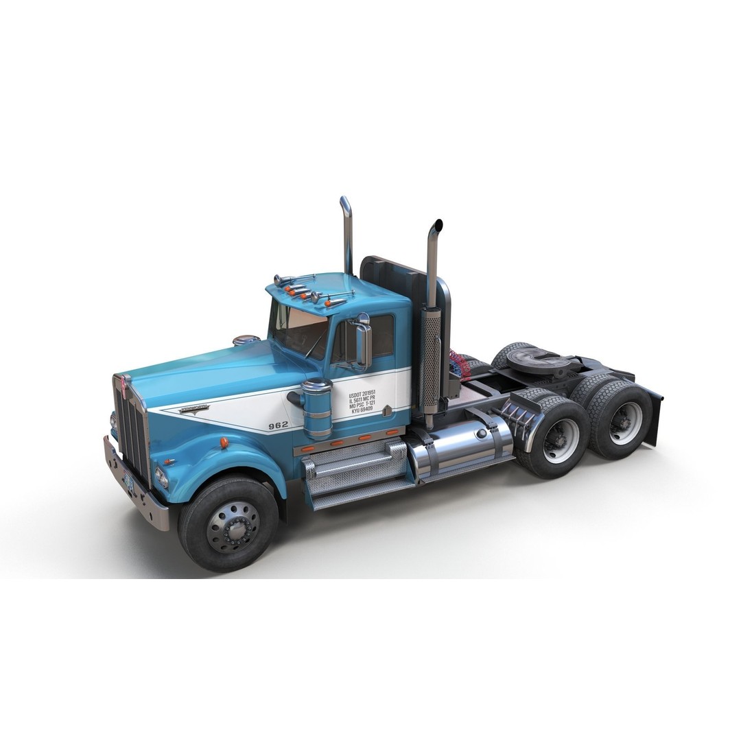 Kenworth W900A 3D Model – Low Poly Game Ready Truck with PBR Textures - View 9