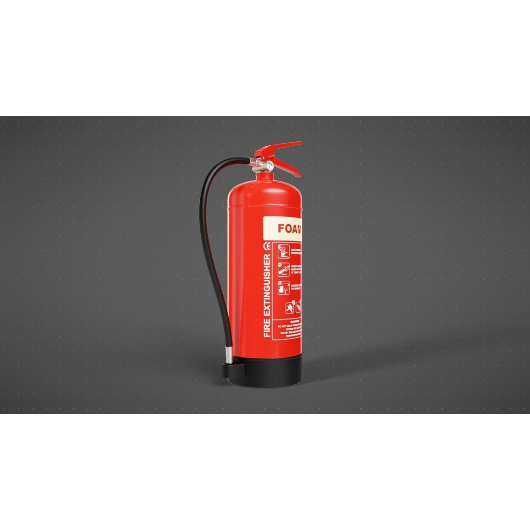 Foam Fire Extinguisher 3D Model – High Poly PBR Asset, Blender, FBX, OBJ - View 3
