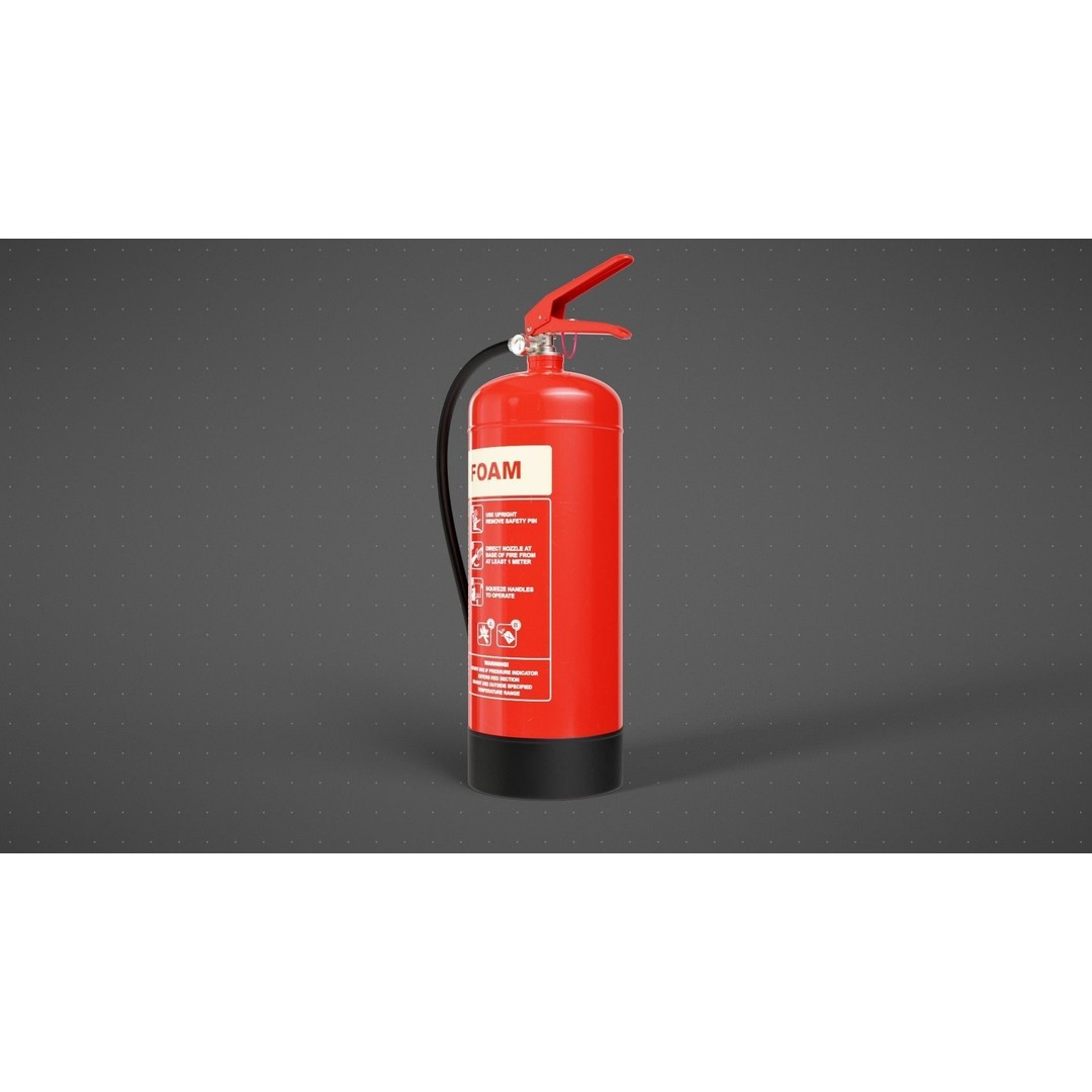Foam Fire Extinguisher 3D Model – High Poly PBR Asset, Blender, FBX, OBJ - View 9