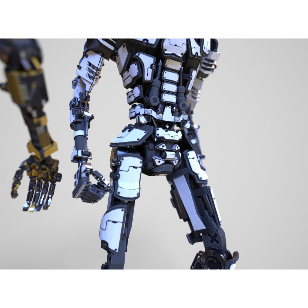 Futuristic Robot 3D Model – Low Poly Game Ready, FBX, PBR Textures - View 10
