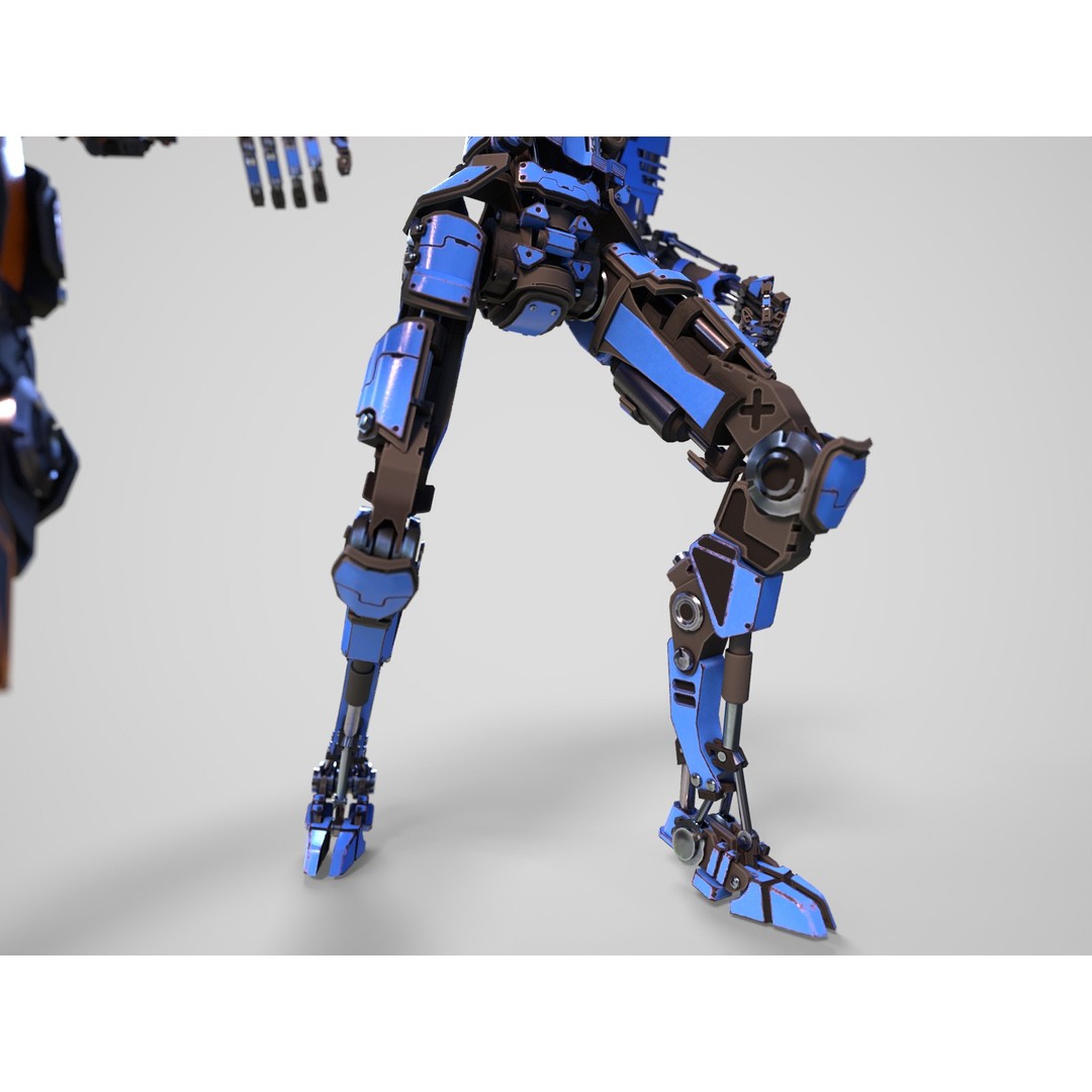 Futuristic Robot 3D Model – Low Poly Game Ready, FBX, PBR Textures - View 11