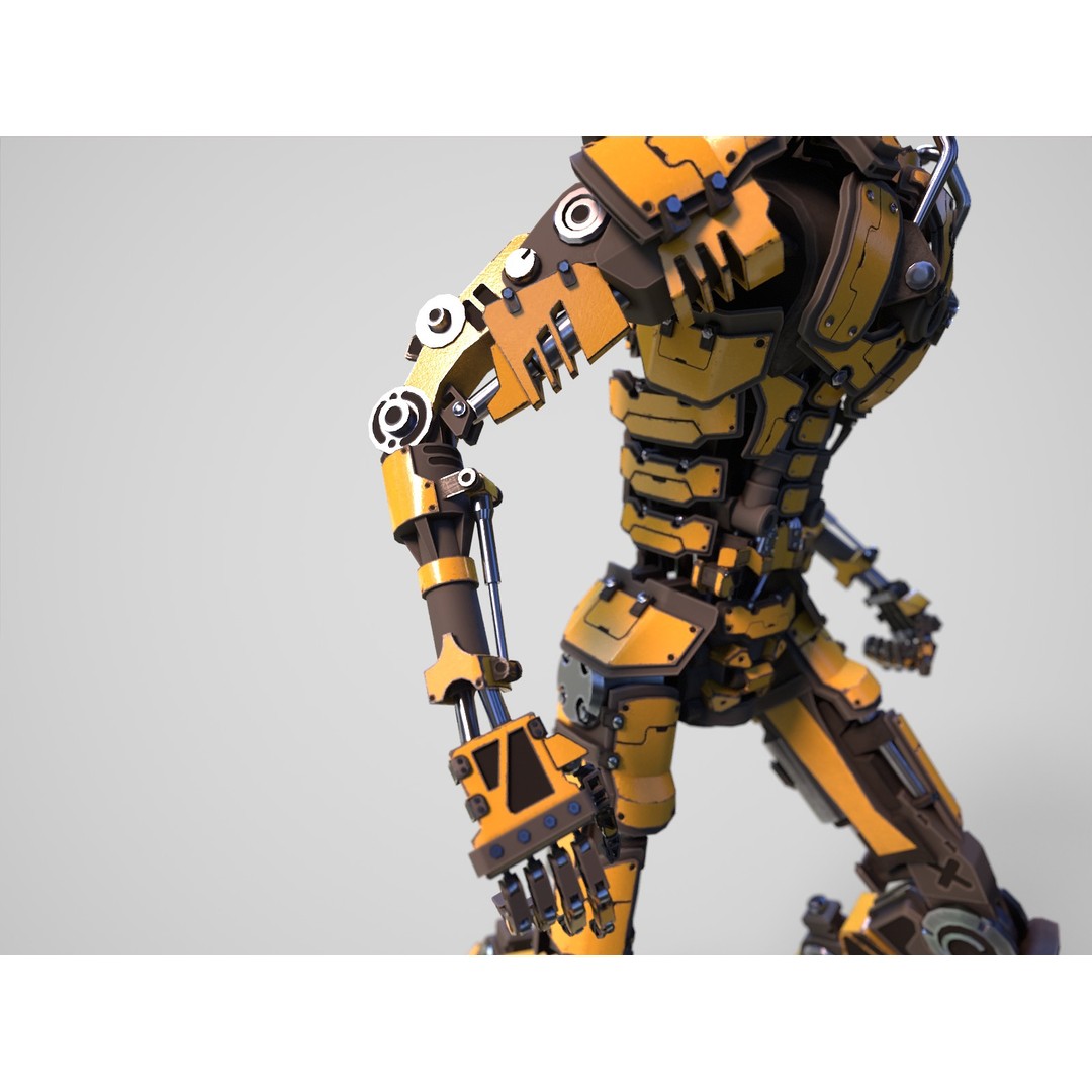 Futuristic Robot 3D Model – Low Poly Game Ready, FBX, PBR Textures - View 13
