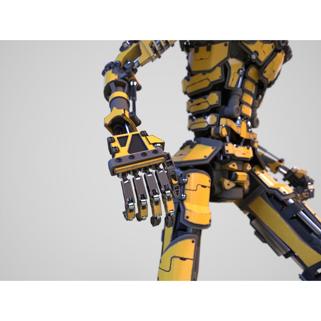 Futuristic Robot 3D Model – Low Poly Game Ready, FBX, PBR Textures - View 14