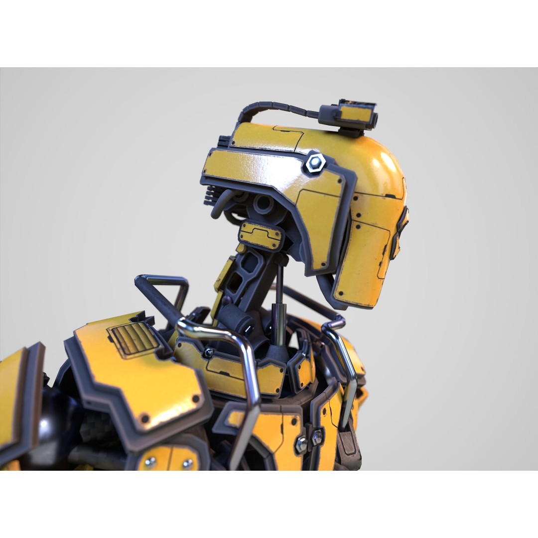 Futuristic Robot 3D Model – Low Poly Game Ready, FBX, PBR Textures - View 16