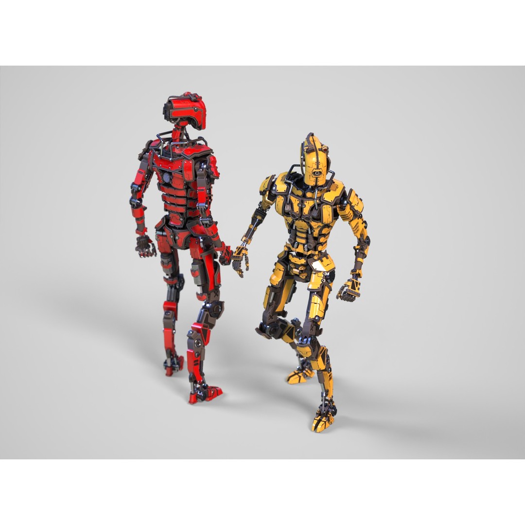 Futuristic Robot 3D Model – Low Poly Game Ready, FBX, PBR Textures - View 17