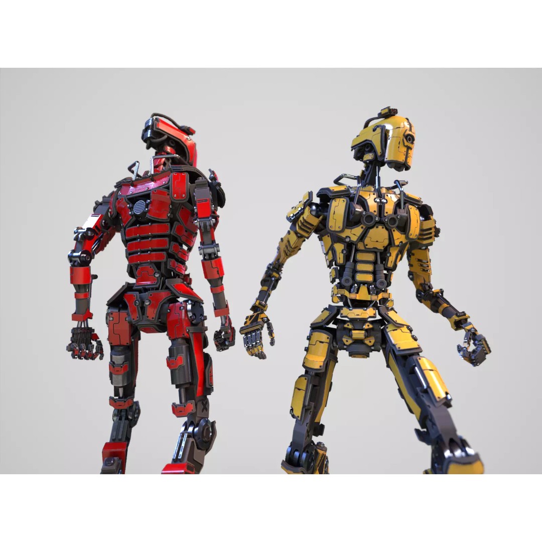 Futuristic Robot 3D Model – Low Poly Game Ready, FBX, PBR Textures - View 2