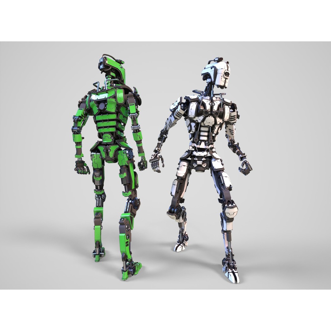 Futuristic Robot 3D Model – Low Poly Game Ready, FBX, PBR Textures - View 21