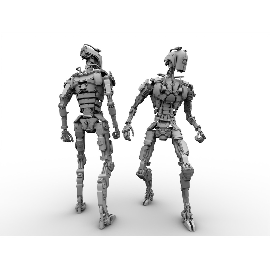 Futuristic Robot 3D Model – Low Poly Game Ready, FBX, PBR Textures - View 23