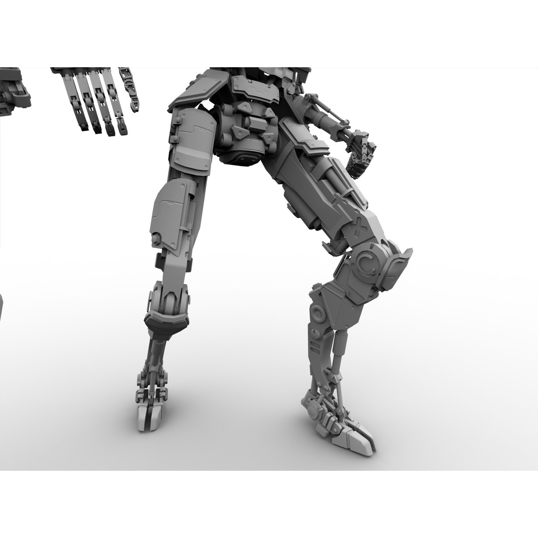 Futuristic Robot 3D Model – Low Poly Game Ready, FBX, PBR Textures - View 27