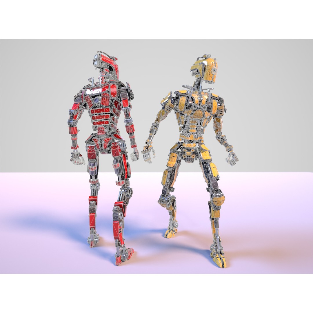 Futuristic Robot 3D Model – Low Poly Game Ready, FBX, PBR Textures - View 28