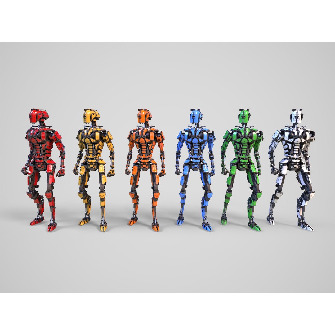 Futuristic Robot 3D Model – Low Poly Game Ready, FBX, PBR Textures - View 3