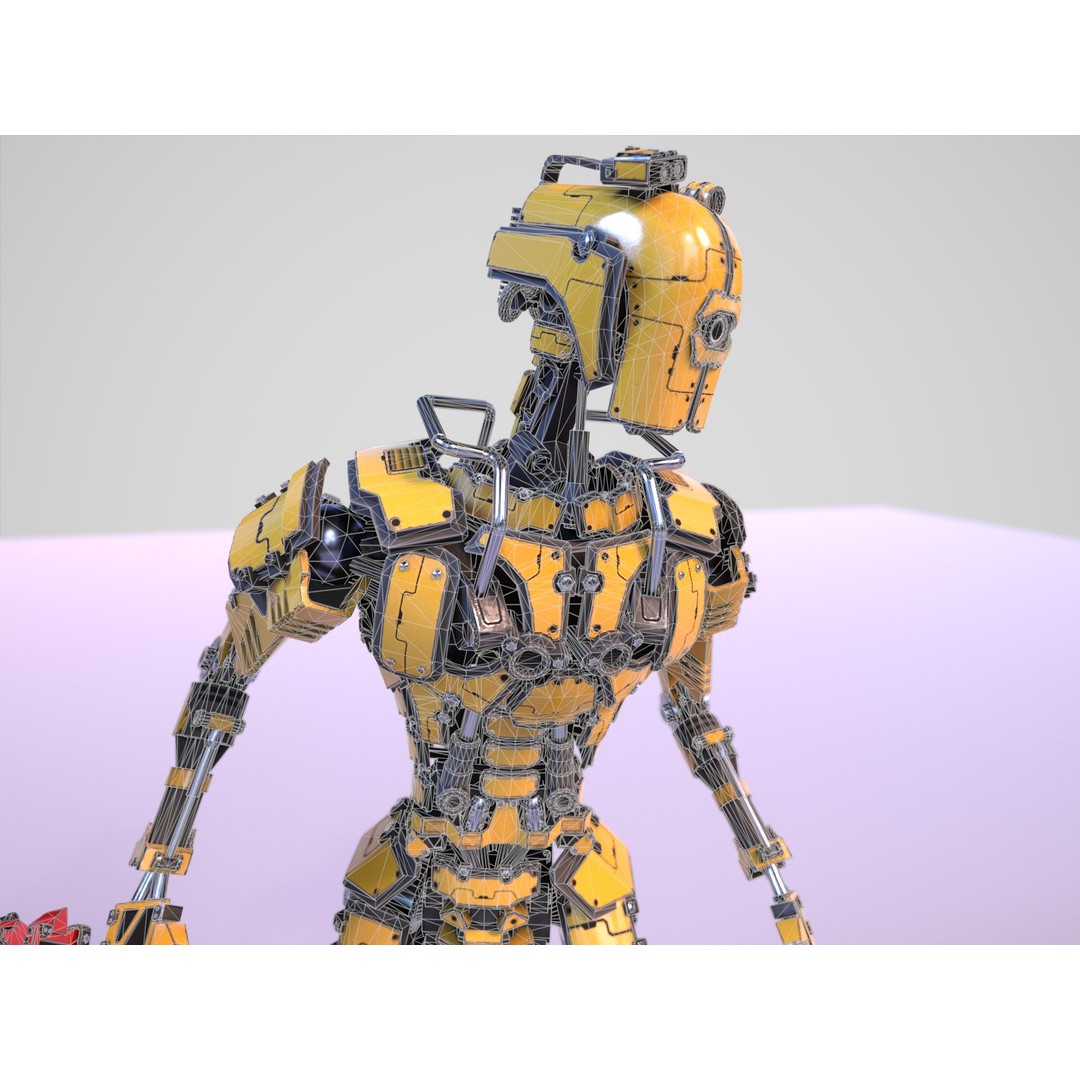 Futuristic Robot 3D Model – Low Poly Game Ready, FBX, PBR Textures - View 30