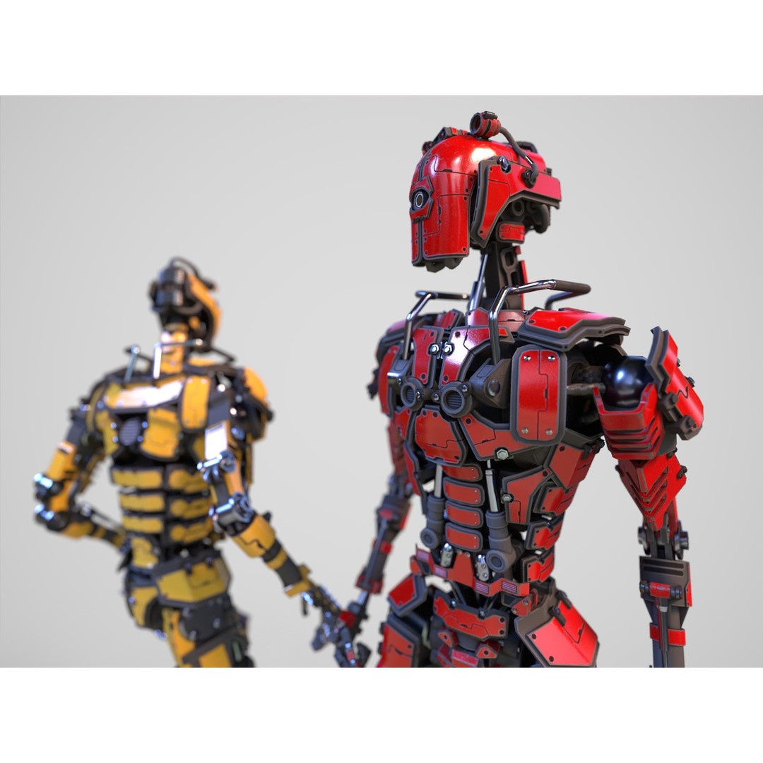 Futuristic Robot 3D Model – Low Poly Game Ready, FBX, PBR Textures - View 5