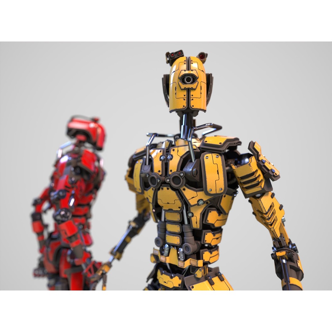 Futuristic Robot 3D Model – Low Poly Game Ready, FBX, PBR Textures - View 6