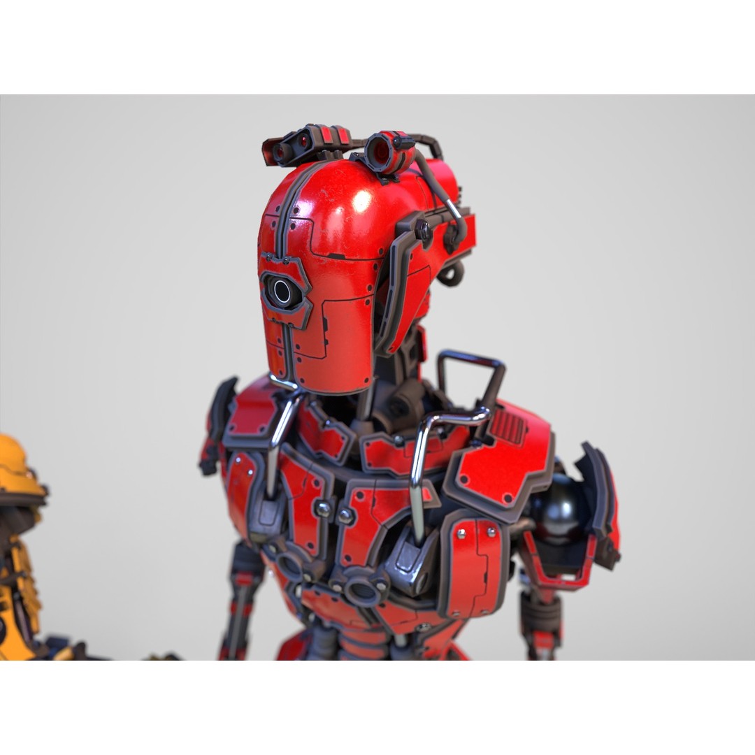 Futuristic Robot 3D Model – Low Poly Game Ready, FBX, PBR Textures - View 7